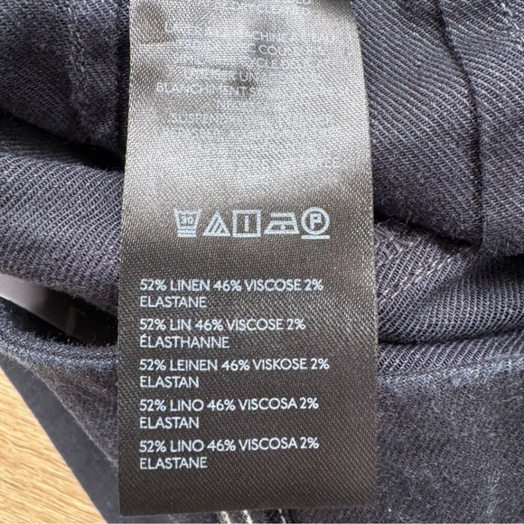 NWT Anthropologie The Colette Full-Length Wide-Leg Linen Pants Navy Stitch 28 - Picture 5 of 11